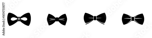 Collection of various bow tie designs displayed in a simple row showcasing elegance and styles for formal occasions