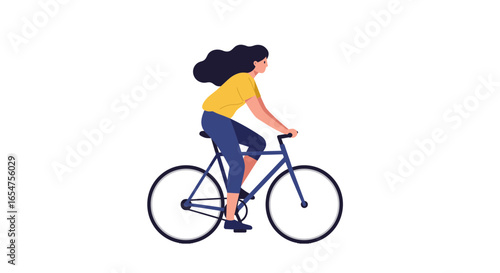 Woman cycling outdoors enjoying active lifestyle with healthy exercise and freedom