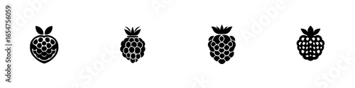 Various berry illustrations featuring strawberries and blackberries in a minimalist style
