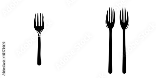 Two different fork designs showcasing features of single and double tines in a minimalist arrangement