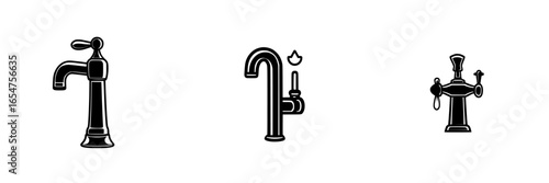 Diverse styles of water faucets displayed creatively for home improvement inspiration