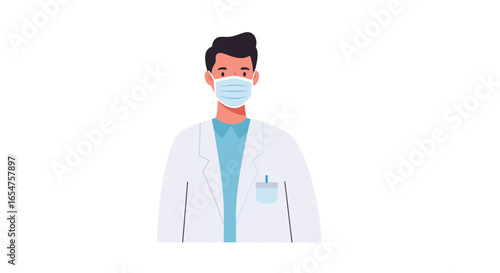 Medical professional wearing protective face mask, representing healthcare and safety during pandemic