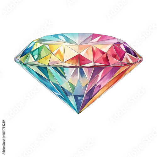 Rainbow Watercolor Diamond,...
