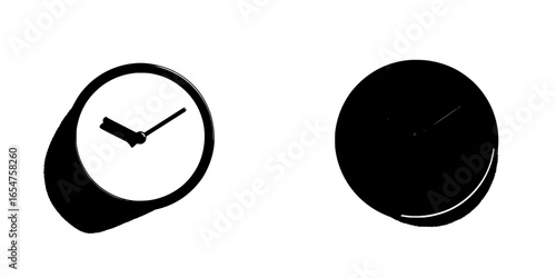 Clock and abstract round shape displayed together in a minimalistic design