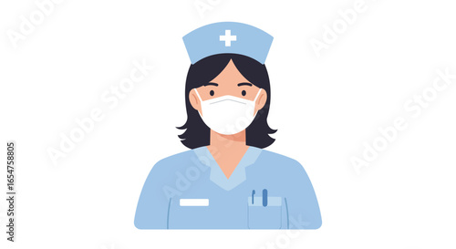 Caring nurse wearing protective face mask, ready to help in the hospital or clinic for healthcare needs