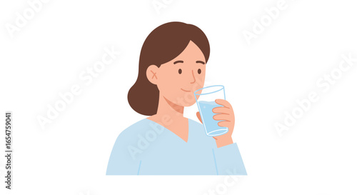 Staying hydrated is crucial, a woman drinking refreshing cool clear water, healthy lifestyle and wellness habits