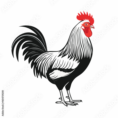 Rooster Standing Image Vector Illustration isolated on white background.