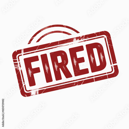 Distressed Red Stamp Featuring the Word Fired on a White Background Depicting Job Loss and Termination