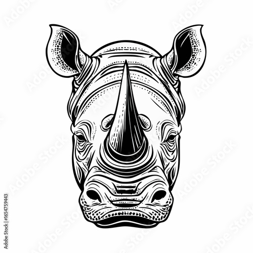 Rhino image vector. Hand drawn rhino illustration on white background.
