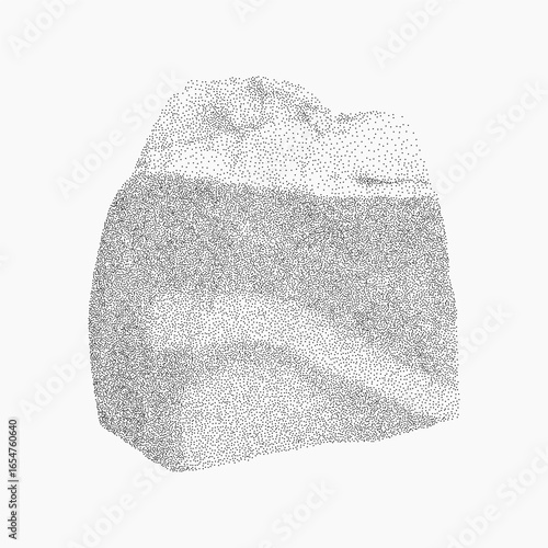 Angular gem outline and dense crystal form. Textured stipple, photocopy dust, bold grain and layered screen tone.