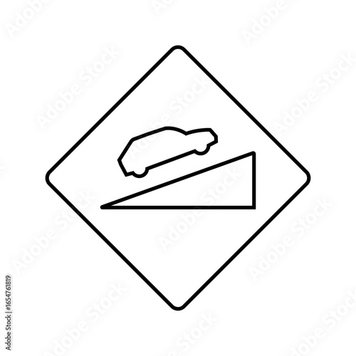 steep hills car driving obstacles line icon vector illustration