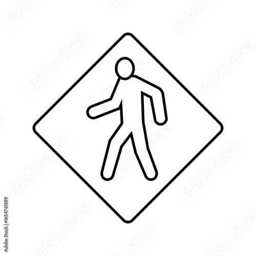 pedestrians crossing car driving obstacles line icon vector illustration