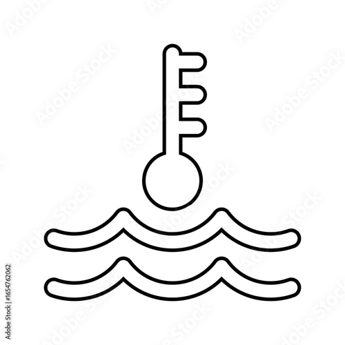 engine overheating car driving obstacles line icon vector illustration