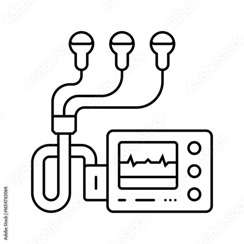 holter monitor cardiology accessories line icon vector illustration