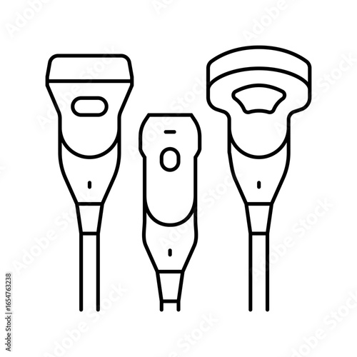 echocardiogram probe cardiology line icon vector illustration