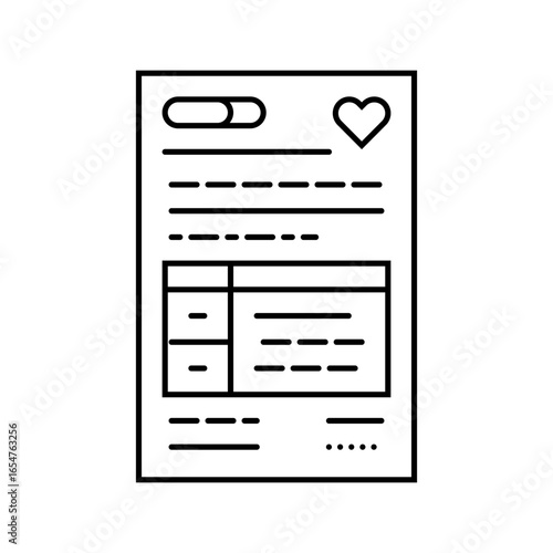 cardiology report cardiology accessories line icon vector illustration