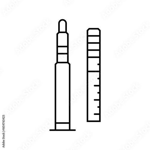 syringe cardiac injection cardiology line icon vector illustration