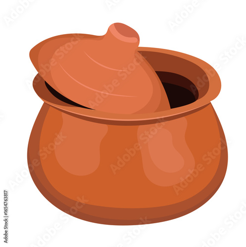Earthenware Cooking Pot Illustration Isolated on White Background