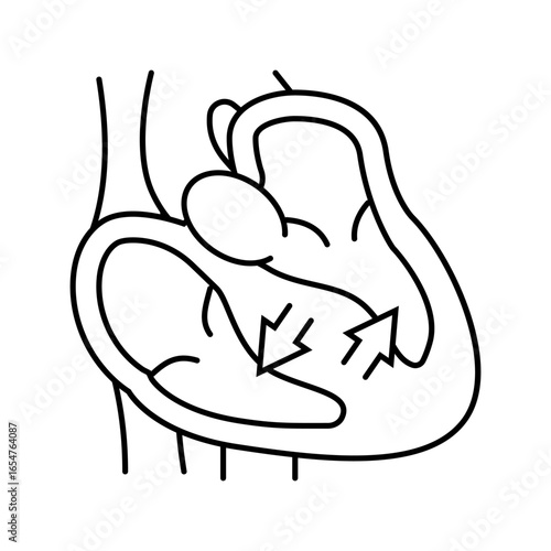 hypertrophic cardiomyopathy cardiology line icon vector illustration