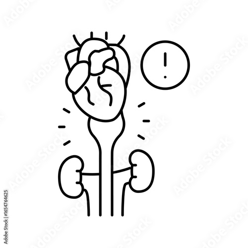 aortic aneurysm cardiology disease line icon vector illustration