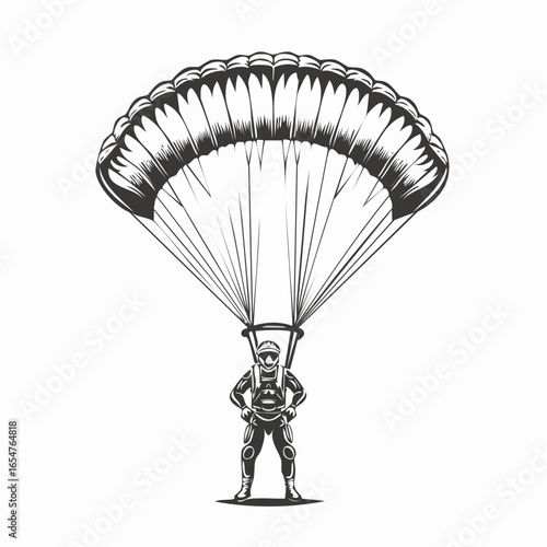 Performance Parachute Jumper Vector image isolated on white background.