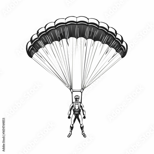 Performance Parachute Jumper Vector image isolated on white background.