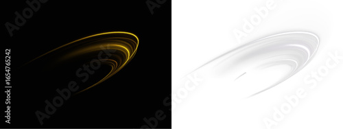 Magical glowing beam spiral with gold sparkle effect, neon twirl shine, fire particle movement, bright stylish background, luxury glamour decoration element light.