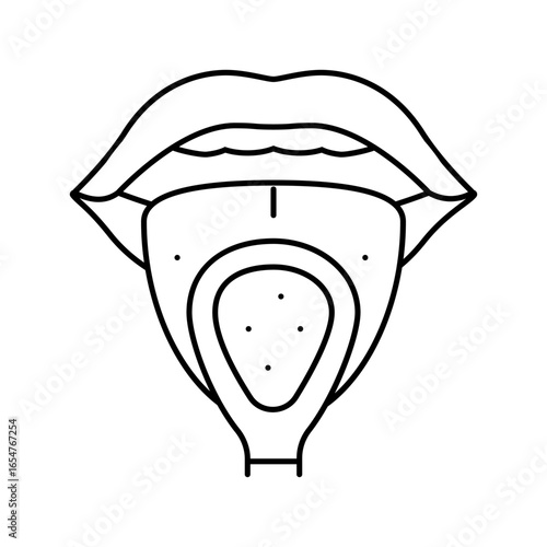 tongue scraping oral care line icon vector illustration