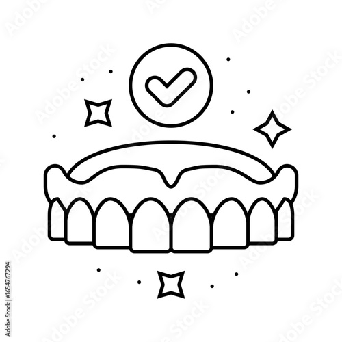 good hygiene dentures oral care line icon vector illustration