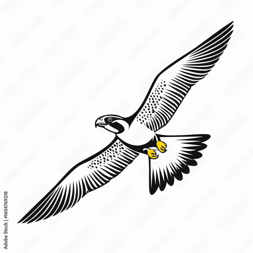 Obraz premium Falcon Flying Vector Image. Peregrine Falcon Bird Flying Vector Illustration.