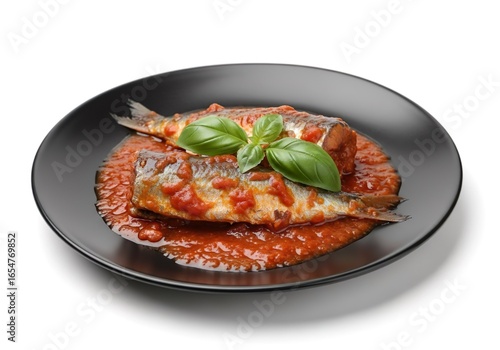 Fish appetizer, Sardines in Tomato Sauce with Basil.