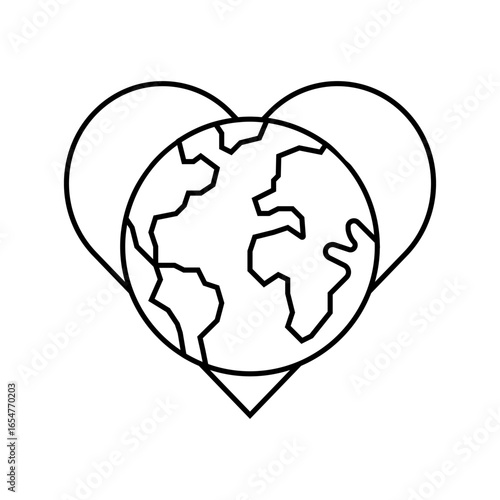 earth heart eco conscious line icon vector illustration