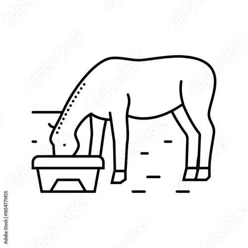 water trough horse breeding line icon vector illustration