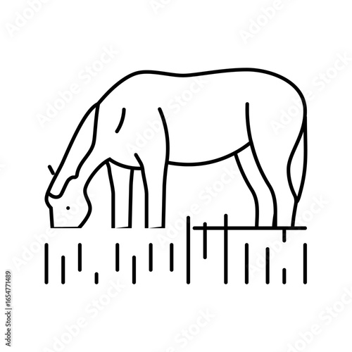 pasture horse breeding line icon vector illustration