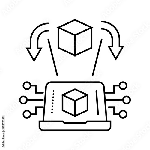 digital twin technology industry 5 line icon vector illustration