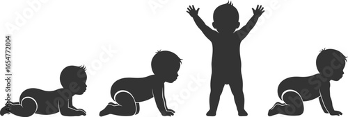 Vector silhouette illustration of a family, couple, and child with a dog and cat, showing the love and romance of a mother holding her kid