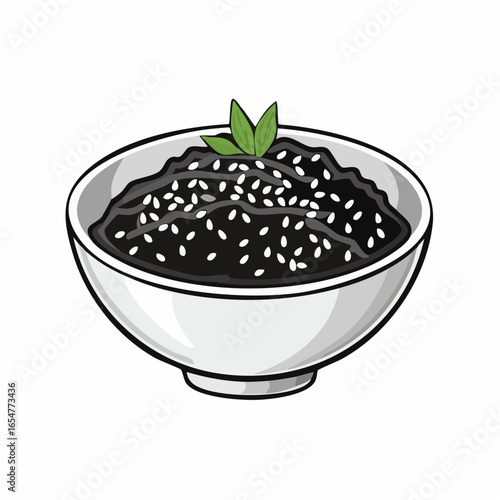 Black and white Sesame sauce fried meat image vector isolated on white background.