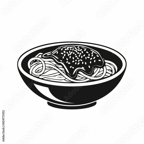 Black and white Sesame sauce fried meat image vector isolated on white background.