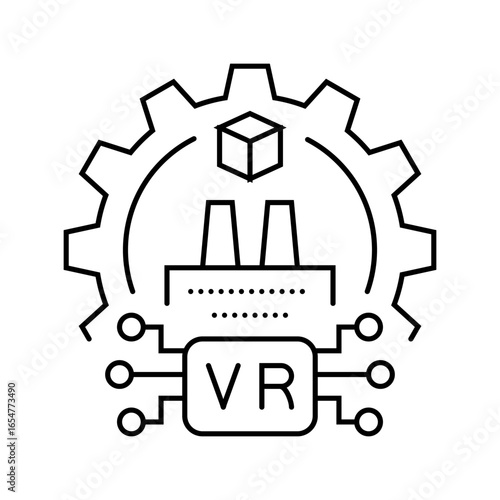 virtual reality vr manufacturing line icon vector illustration