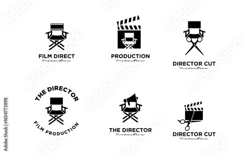 Film Production Logos with Director's Chair and Clapboard