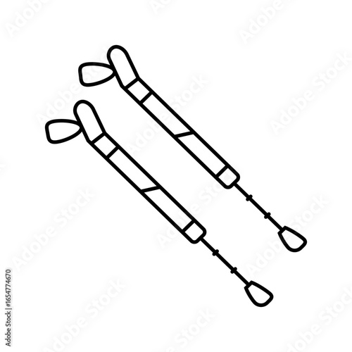 pair nordic walking poles line icon vector illustration