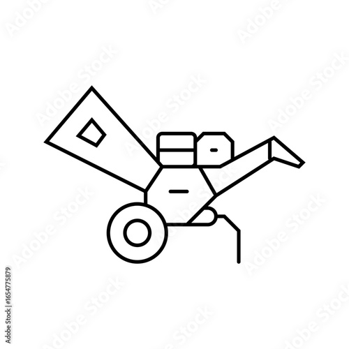 wood chipper tractor line icon vector illustration