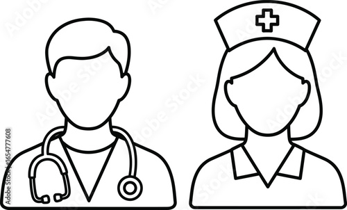 Vector art of doctor and nurse icons