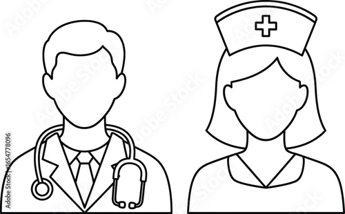 Vector art of doctor and nurse icons
