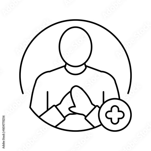 cpr chest compressions line icon vector illustration