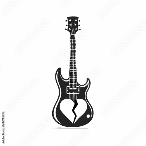 Electric guitar with a broken heart symbol expressing heartbreak emotion music and sorrowful vibes