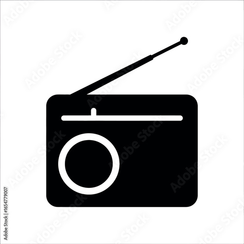 Vector art of retro radio with antenna, symbolizing broadcast communication, music, and vintage technology transparent background