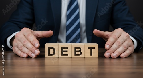 Businessman's Hands Protecting the Word 