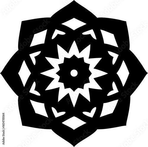 Intricate layered mandala silhouette with 3d paper cut out effect isolated on white background
