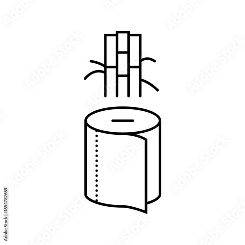 friendly bamboo toilet paper line icon vector illustration